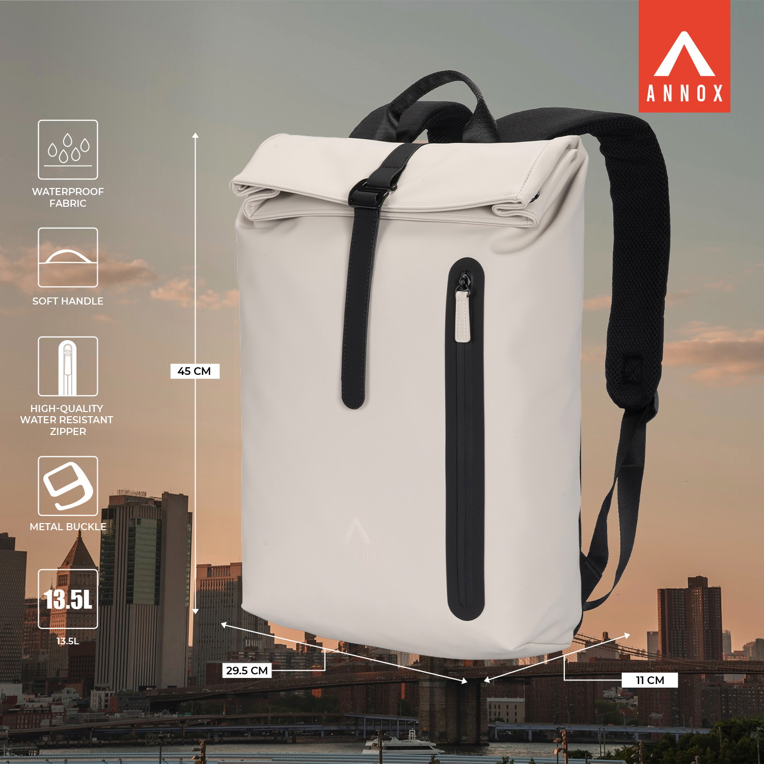 Annox Casual Laptop Backpack 15.6” – PU Water-Resistant