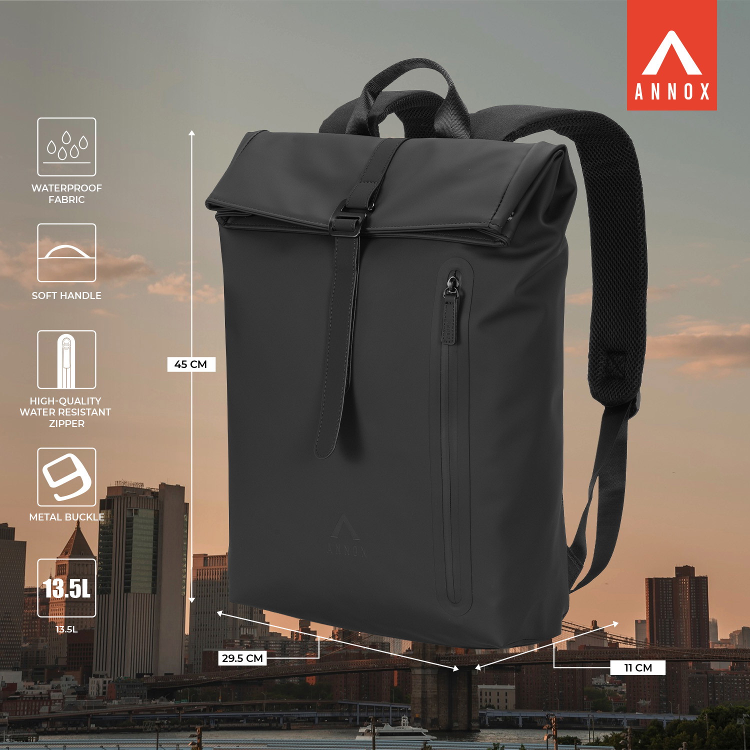 Annox Casual Laptop Backpack 15.6” – PU vízálló