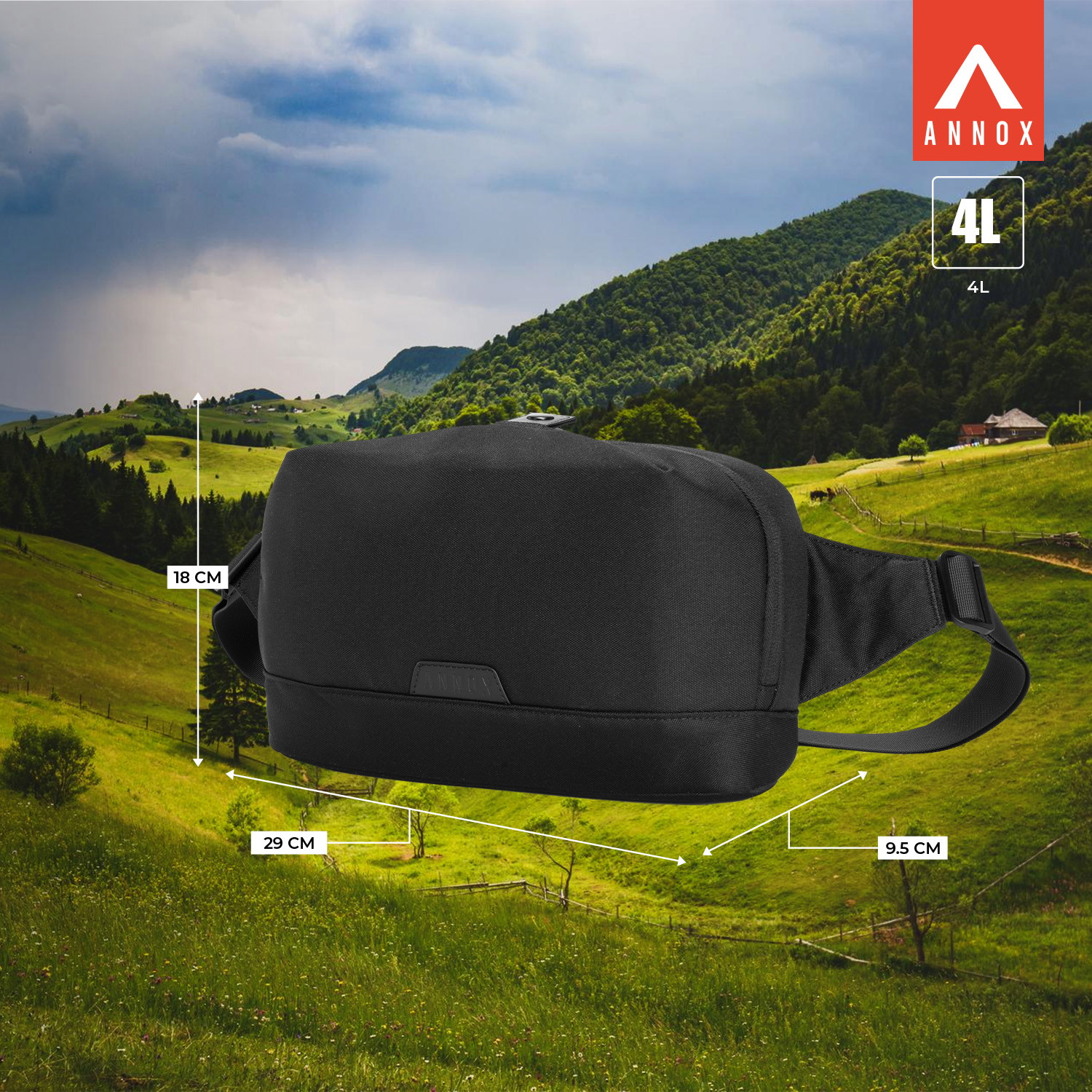 Annox Ecosmart Sling Bag – Water-Resistant Bag in Upcycled Material for Scooters, Skateboards & Roller Skates