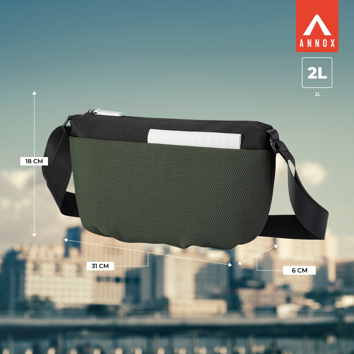 Annox On-The-Go Sling Bag – Water-Repellent Bag for Skate and Scooter