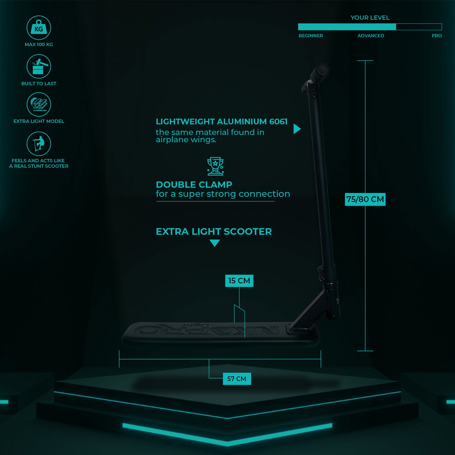 NKD Pro Lightweight Trampoline Stunt Scooter