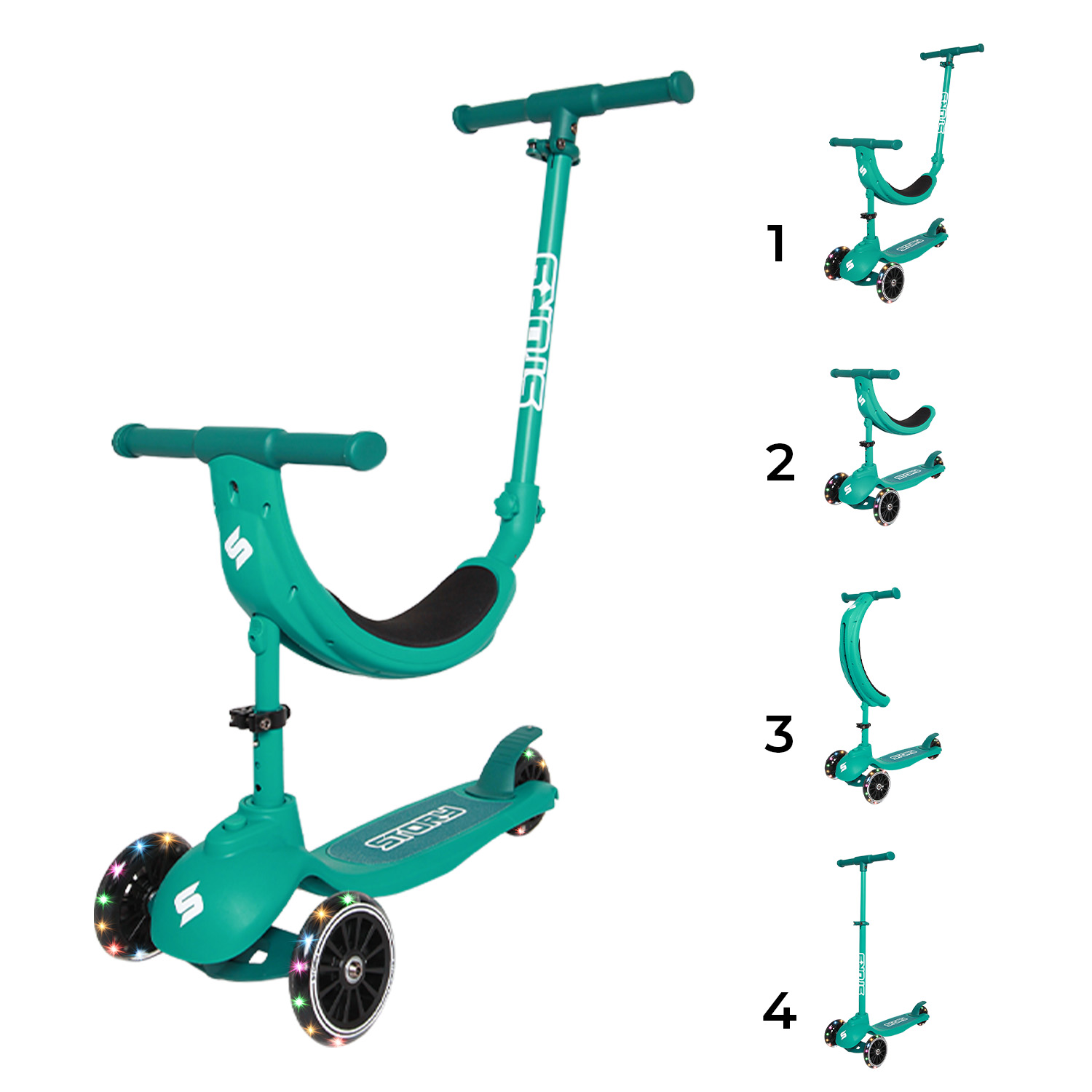 Story 4IN1 LED Kids 3-wheel scooter