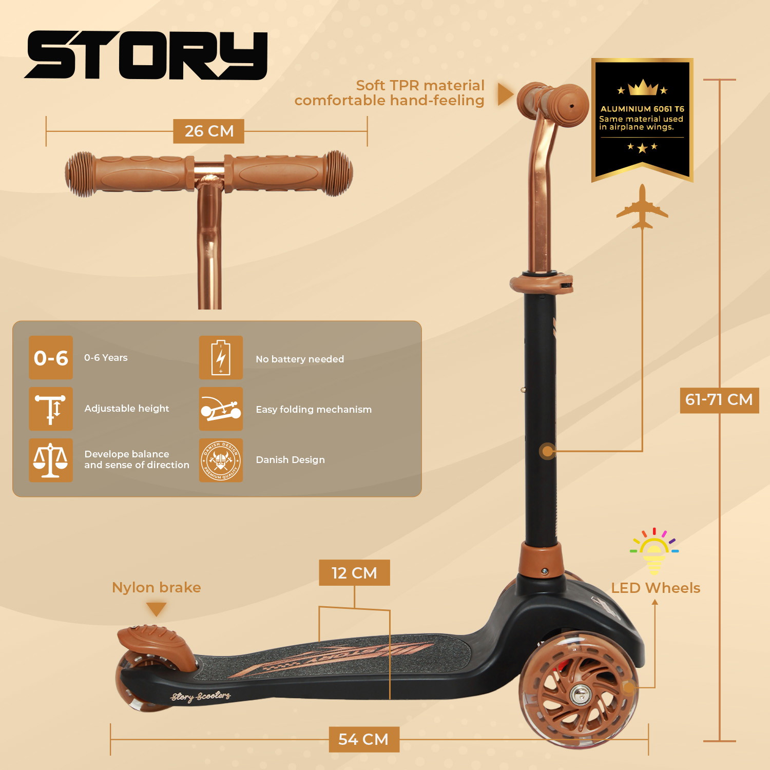 Story Mini LED 3 kerekű roller