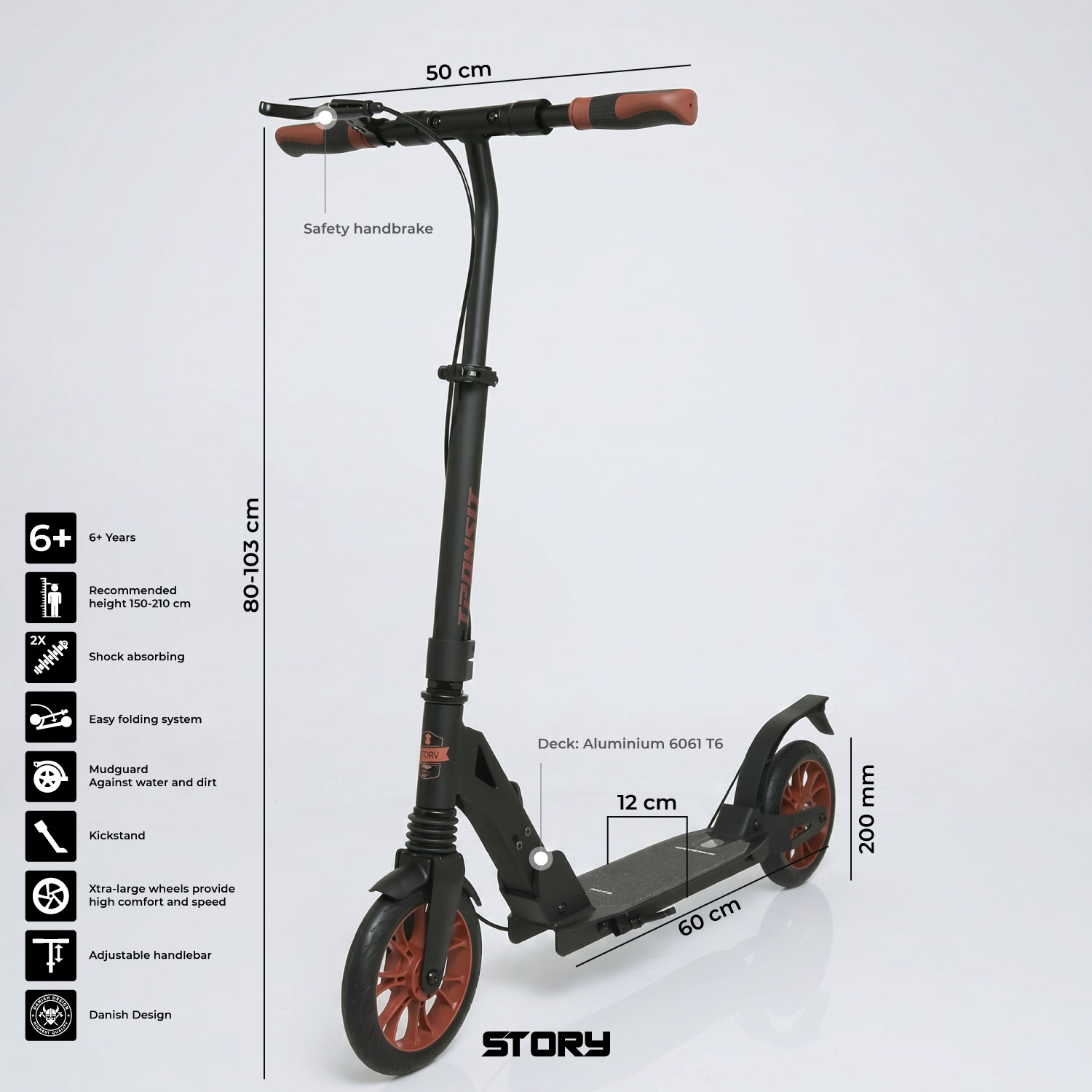 Story Transit X Közlekedési Roller dupla felfüggesztéssel + tárcsafék