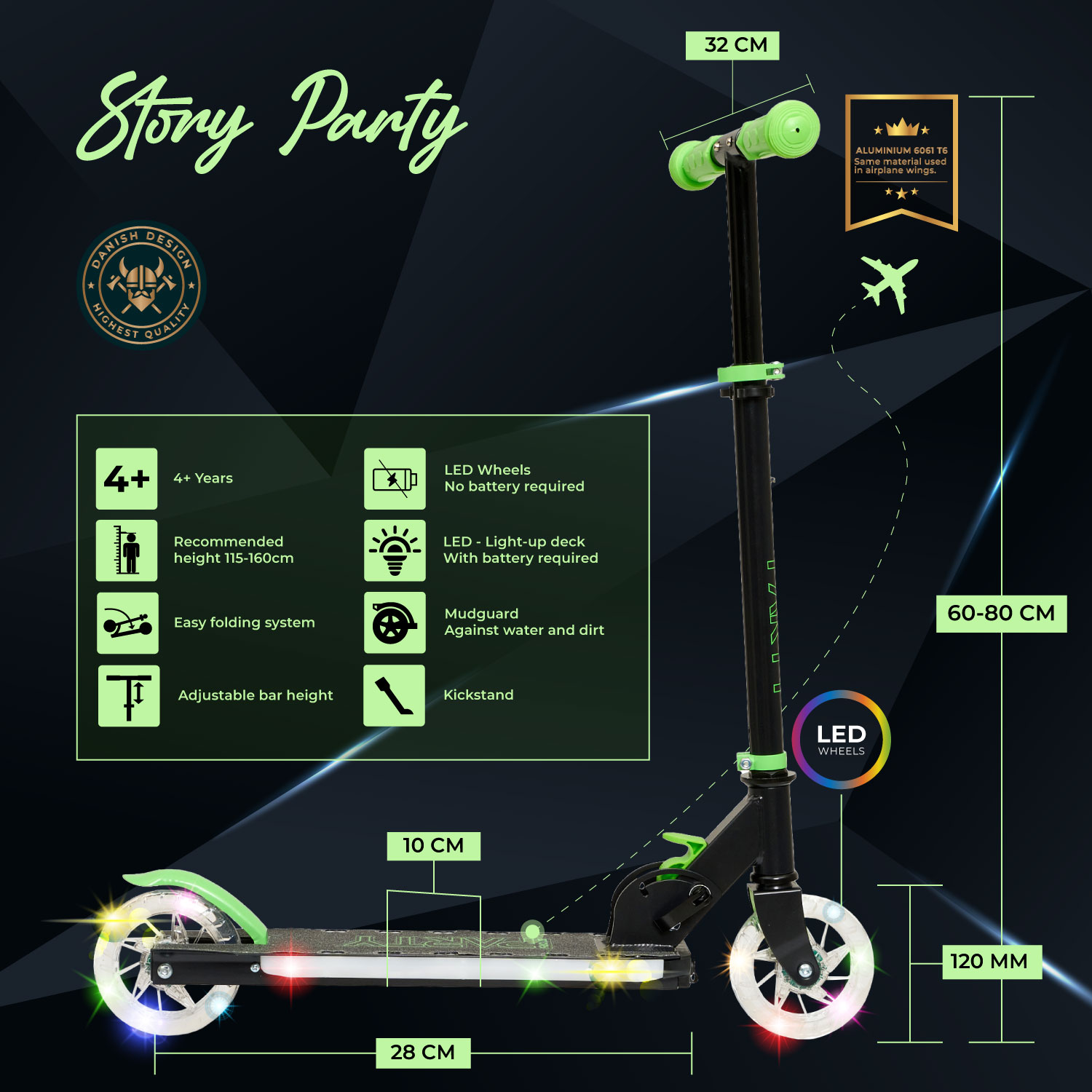 Story Party LED állítható gyerek kick roller